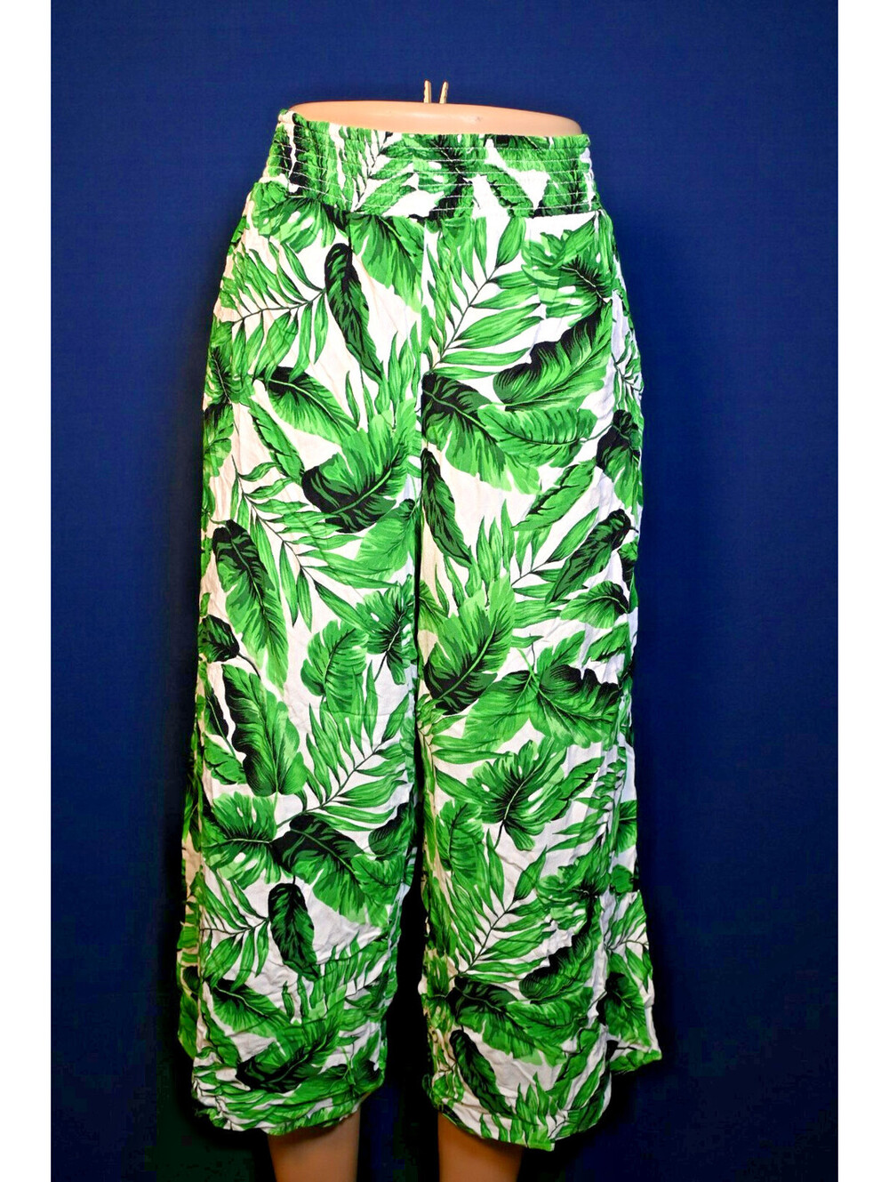 SCOOP Palm Leaf Print Wide Leg Pants Women's Size L (12-14)
